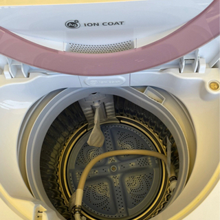 【リサイクルサービス八光　田上店　安心の3か月保証　配達設置ok】シャープ 6.0kg 全自動洗濯機 ピンク系SHARP 穴なし槽カビぎらい ES-GE60N-P