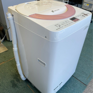 【リサイクルサービス八光　田上店　安心の3か月保証　配達設置ok】シャープ 6.0kg 全自動洗濯機 ピンク系SHARP 穴なし槽カビぎらい ES-GE60N-P