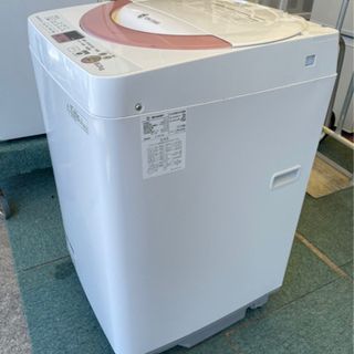 【リサイクルサービス八光　田上店　安心の3か月保証　配達設置ok】シャープ 6.0kg 全自動洗濯機 ピンク系SHARP 穴なし槽カビぎらい ES-GE60N-P