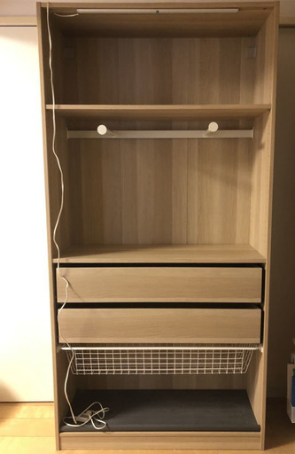 中古 IKEA PAX ホワイトステインオーク調　ワードローブ 奥行35㎝×幅100㎝×高さ200㎝ 子供部屋