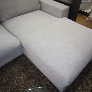 R086 国産 KEYUCA 布製カウチソファ、3人掛けソファ、幅242cm 美品