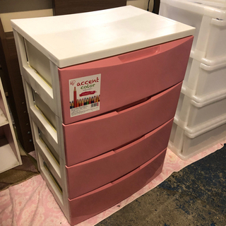 4段ボックス　衣装ケース　ピンク