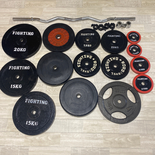 (確約)値下*半額以下 ダンベルプレートセット 127.5kg EZバー