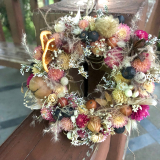 受注制作千日紅のナチュラルリース