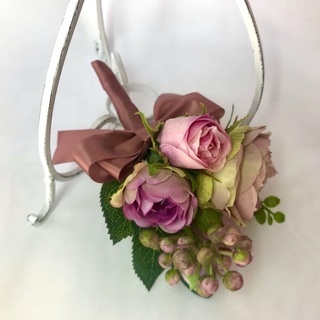 アンティークピンクローズブーケ＆ブートニア　ブーケスタンドお付けします！