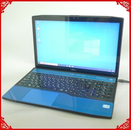 新品高速SSD タッチ可 靑色 ノートパソコン 中古良品 15型 富士通 AH77/K 第3世代 i7 8GB Blu-ray 無線 Bluetooth Windows10 Office
