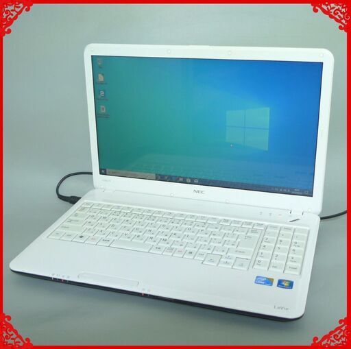 即使用可能 ホワイト ノートパソコン Windows10 中古美品 15型ワイド NEC PC-LS350BS6W Core i3 4GB 500GB DVDマルチ 無線LAN Office