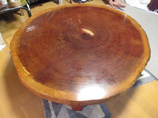ブビンガ 天然木 テーブル 座卓 無垢材 一枚板 円形（楕円形）ロー 