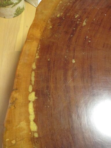 ブビンガ 天然木 テーブル 座卓 無垢材 一枚板 円形（楕円形）ロー