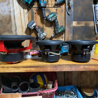 音圧！画像右側10インチ2発　定格1400W サブウーハーBOXセット　引き取り限定　画像左側も出品中！