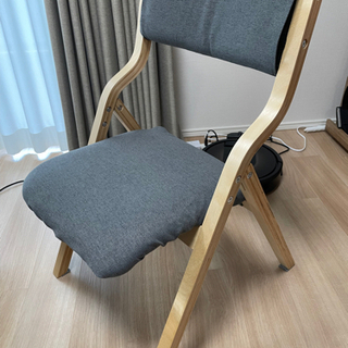 ほぼ新品 木製 折り畳み椅子 ダークグレー