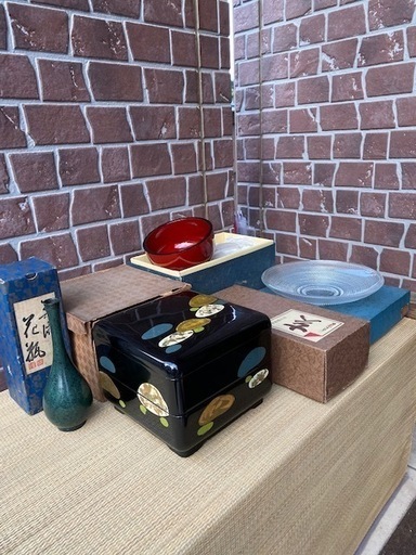 茶道具色々纏めて 天然木屠蘇器唐銅建水羽箒天目台貴人台箸洗漆器蓋置茶筅重箱花器掛軸火鉢枝炭火箸置物金盥湯桶煎茶道具古美術裏千家表千家 4