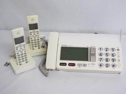 ry0052　シャープ　FAX付電話機　UX-D63CW　子機2台付き　ホワイト　SHARP　ファクシミリ　デジタルコードレス　大きな文字　電話機　コードレス　Fappy　大きめボタン　あんしん機能