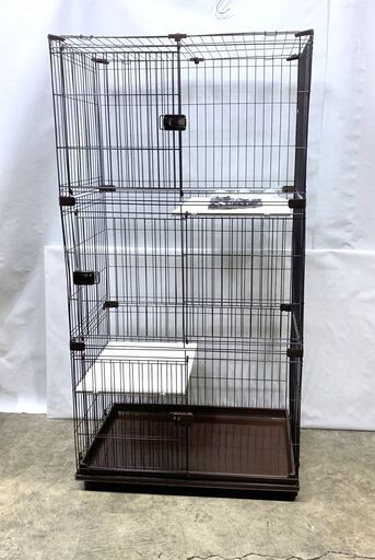 アイリスオーヤマ キャットタワー キャットゲージ 3段 幅920×奥行600×高さ1790㎜ ブラウン ペット用品 猫 C