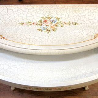西洋風 アンティーク調 サイドボード 幅：約112.5cm コンソール 花柄 