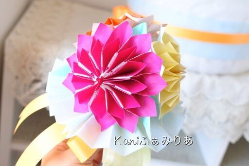 お花の折り紙ブーケ教室 花origamiぶーけ ダリアの折り紙ブーケ Kaniふぁみりあ 岩倉のものづくりの生徒募集 教室 スクールの広告掲示板 ジモティー