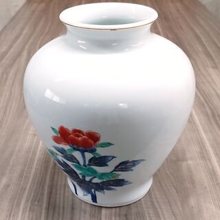 肥前 有田焼 憲山作 金濃牡丹絵 花瓶 壺 花器 花入 金濃色絵