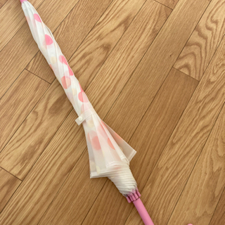 【ビニール傘55㎝】ピンクと白色水玉模様新品未使用品