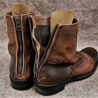 【送料無料】アルフレッドバニスター alfredo BANNISTER「バックZIPコンバットブーツ」牛革 アンティーク加工 ベルテッド レザーレースアップ 送料無料】アルフレッドバニスター alfredo BANNISTER「バックZIP