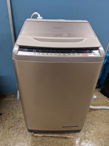 HITACHI 日立 全自動洗濯機 BW-V100A 洗濯機 10kg 2016年製 節電 時短 自動槽洗浄 ビートウォッシュ シャンパンゴールド