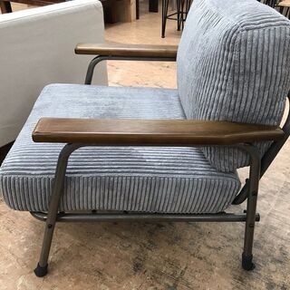 引取限定】ベンチ型 木製 布ソファ グレー【小倉南区葛原東】