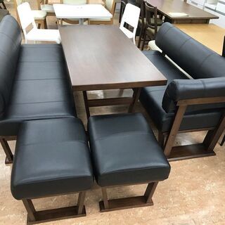【引取限定】4人掛け　木目調ダイニングセット　レザーベンチ椅子　【小倉南区葛原東】