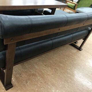 【引取限定】4人掛け　木目調ダイニングセット　レザーベンチ椅子　【小倉南区葛原東】