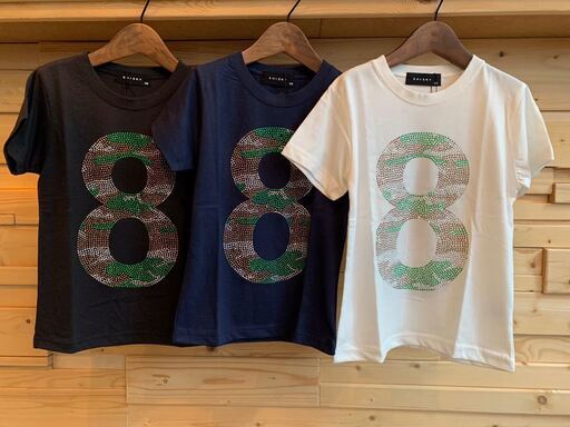 ☆【夏物売り尽くし】SHISKY/迷彩/ナンバー/ラインストーン/Tシャツ/夏物売り尽くし☆1点からでも可能☆キッズTシャツ/子供服