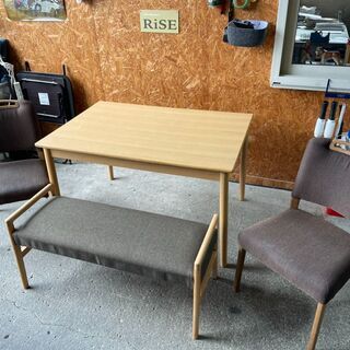 【ジョニーページ】(セットのベンチ×2は別出品)ダイニングテーブル N2410 ダイニングテーブルセット テーブル・椅子2個・ベンチ1台