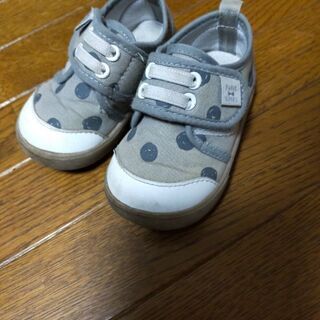 【ネット決済】13.0cmドット柄グレー靴