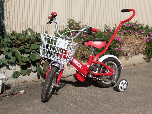 子ども用　自転車　トミカ　12インチ　補助棒付き　赤　美品