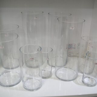 ガラス製　フラワーベース　花瓶　花器　筒型　サイズ　価格　いろいろの画像