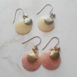 🎁シェルピアス🐚白&ピンクセット