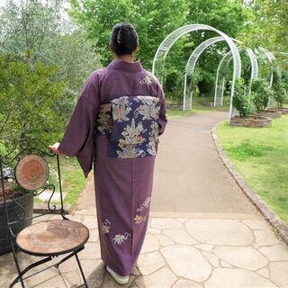 名匠山口安次郎さんの唐織りの袋帯＋紬の訪問着のコーディネート　1...