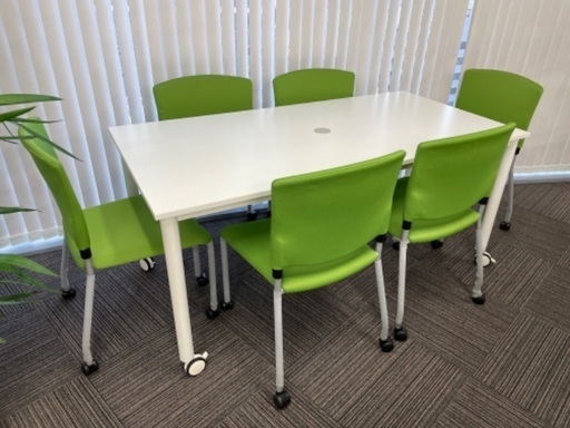 会議テーブル(160cm×80cm)椅子(6脚) セット