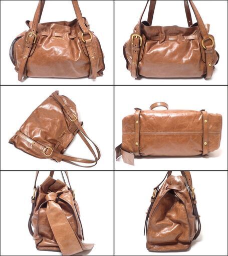 AA615 ミュウミュウ ハンドバッグ レザー サイドリボン 保存袋付き