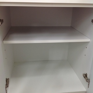 ホワイト✕グレー 木製 ガラス扉 カップボード【9650163】