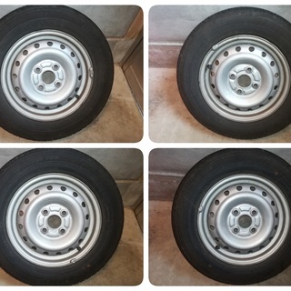 バラ売りも可能 溝結構あるノーマルタイヤ145/80R13 スチールホイール 4本セット!の画像
