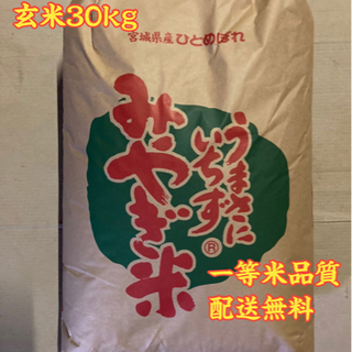 【ネット決済・配送可】令和3年宮城登米市産新米ひとめぼれ玄米30kg