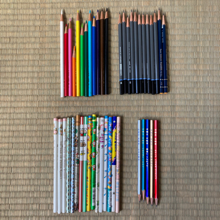 未使用鉛筆16本、中古鉛筆17本、中古色鉛筆12本