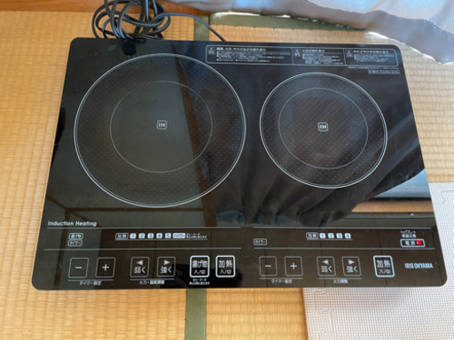 【中古品】アイリスオーヤマ２口卓上IH調理器