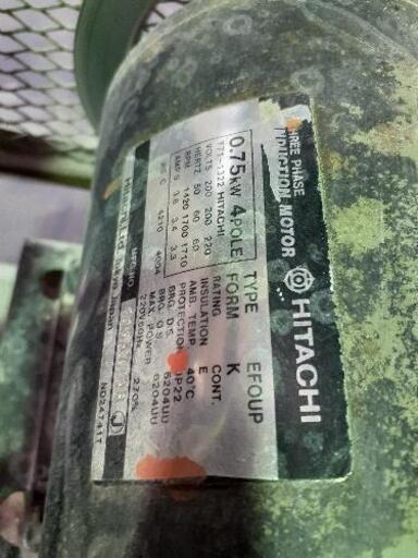 実働日立エアコンプレッサー オイルフリー 0、75k