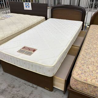寝やすいミディアムハード!【愛品館 江戸川店】ニトリ&フランスベッド シングルベッド ベッド ID:153-017486-007 配送可 代引き配送可 - 家具