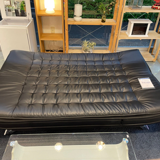 ☆オシャレ、美品☆ レザーソファベット ブラック