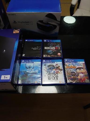 PS4 pro 、PlayStation VR 、ワイヤレスヘッドホン、ソフト5本 - www