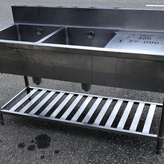 ⭐︎中古品 2槽水切付シンク 1500×600×800mm 厨房機器⭐︎