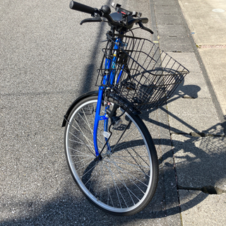 【ネット決済】自転車(メタリックブルー、スマホ収納フォルダー付)