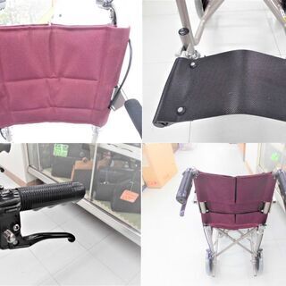 美品 車椅子 カワムラサイクル KA3 車いす 折り畳み式 簡易 介護用品 えんじ 苫小牧西店