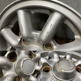 旧車ホイール BR ブラックレーシング 12インチ 4本 4.5J4HPCD110+45 旧ダイハツ等 当時物 希少　(VHC223)クレジットカード QRコード決済可能