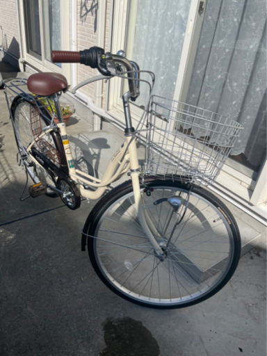【中古美品】自転車　26インチ　アイボリー・ブラウン　あさひサイクル